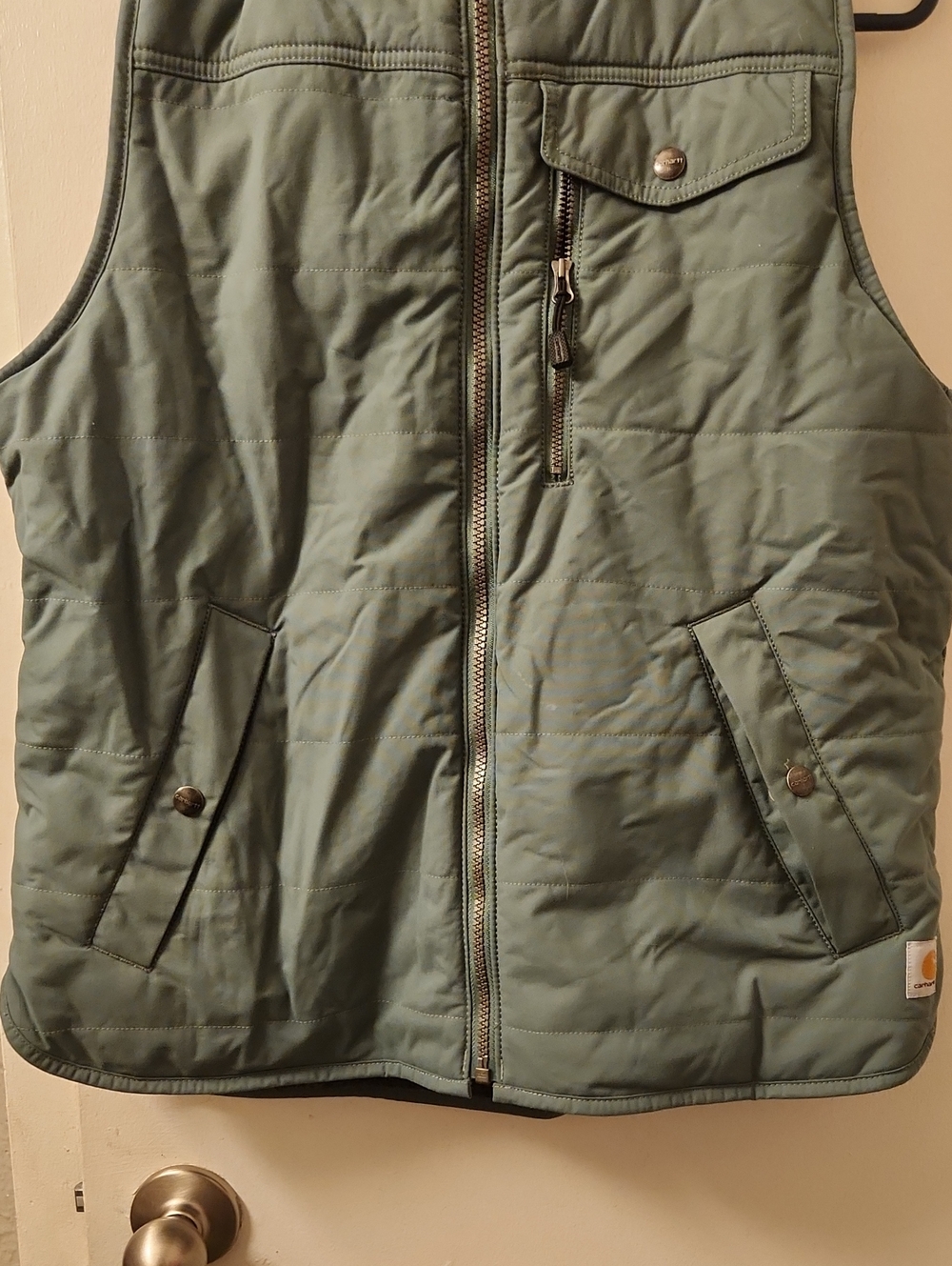 Carhartt Women's Sage Green Quilted Sherpa-Lined Vest- M 8/10 - Picture 2 of 9